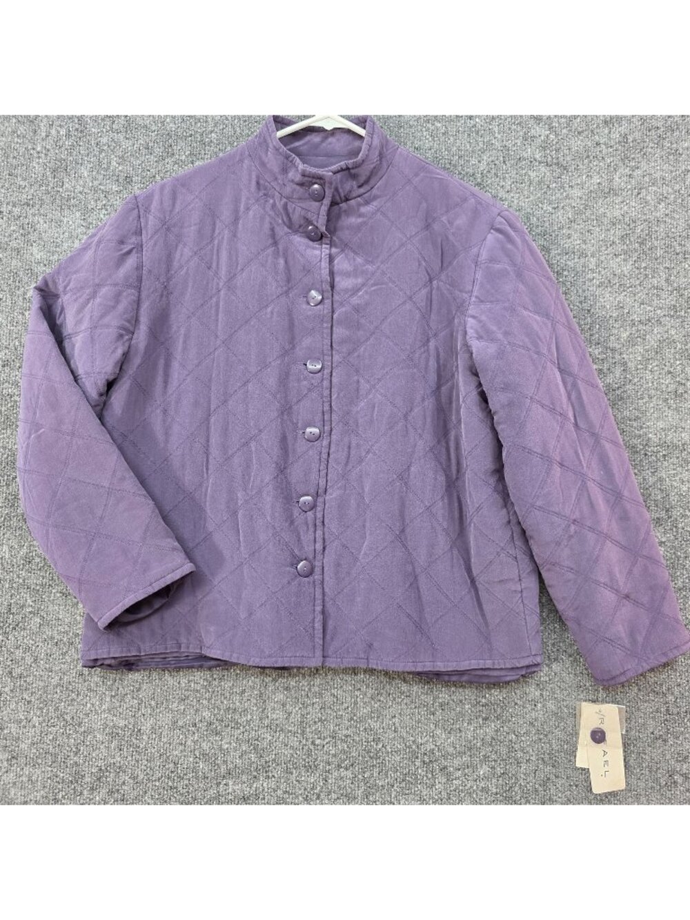 Vintage 90s Rafael Silk Diamond Quilted Jacket M Purple Quiet Luxury Outerwear